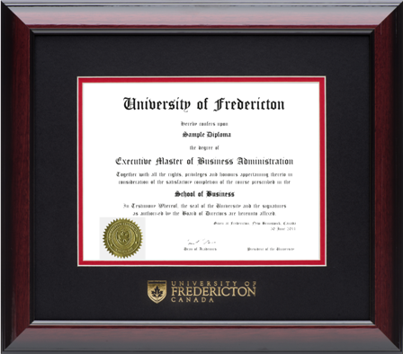 120953 Glossy Mahogany diploma frame with double matting and gold foil embossing